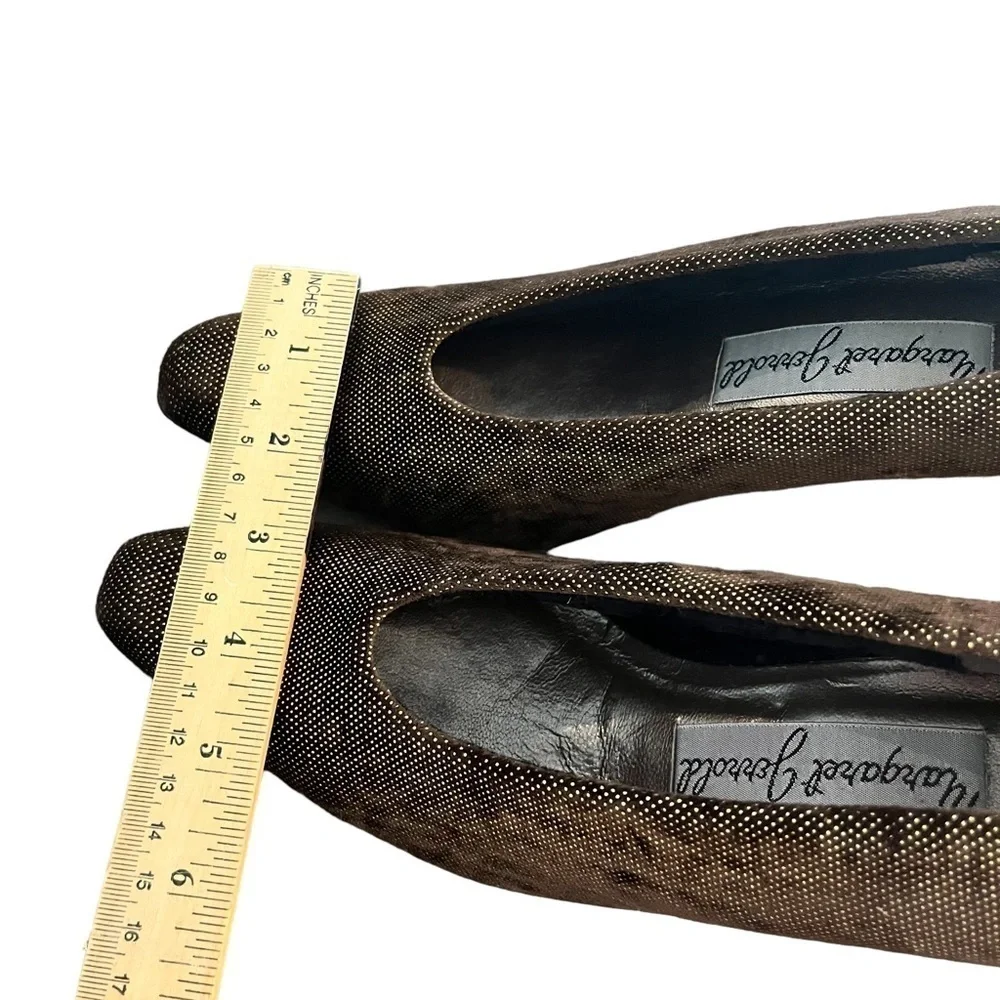 Vintage Margaret Jerrold Gold Lame Knit Glove Pumps Leather Sole 8
